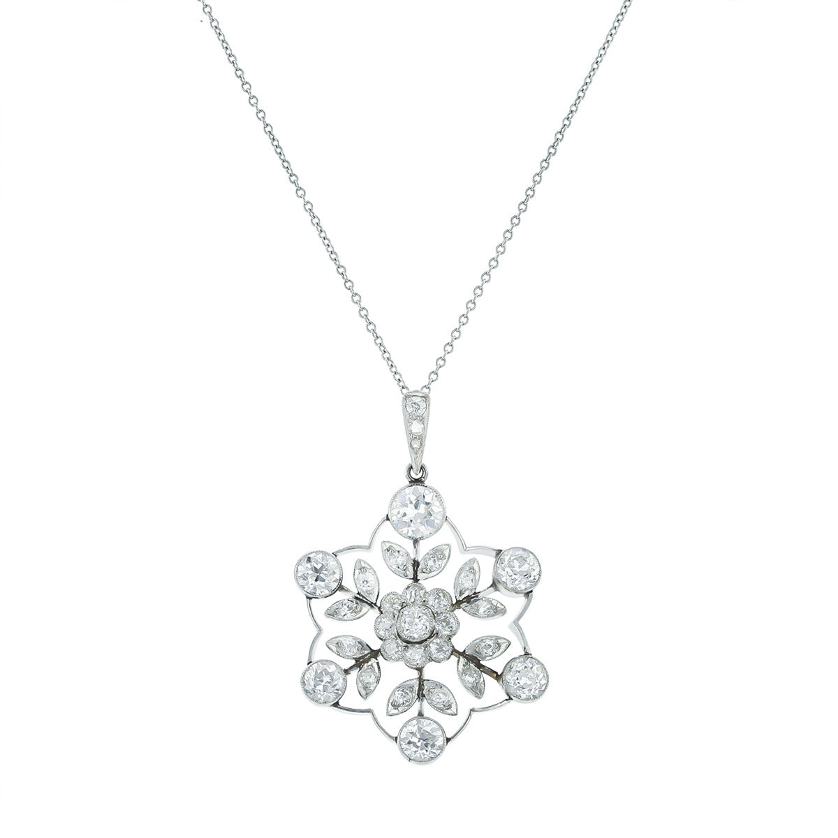 CATHERINE MANCUSO BOYACK, Art Deco Platinum Diamond Snowflake Pendant Necklace