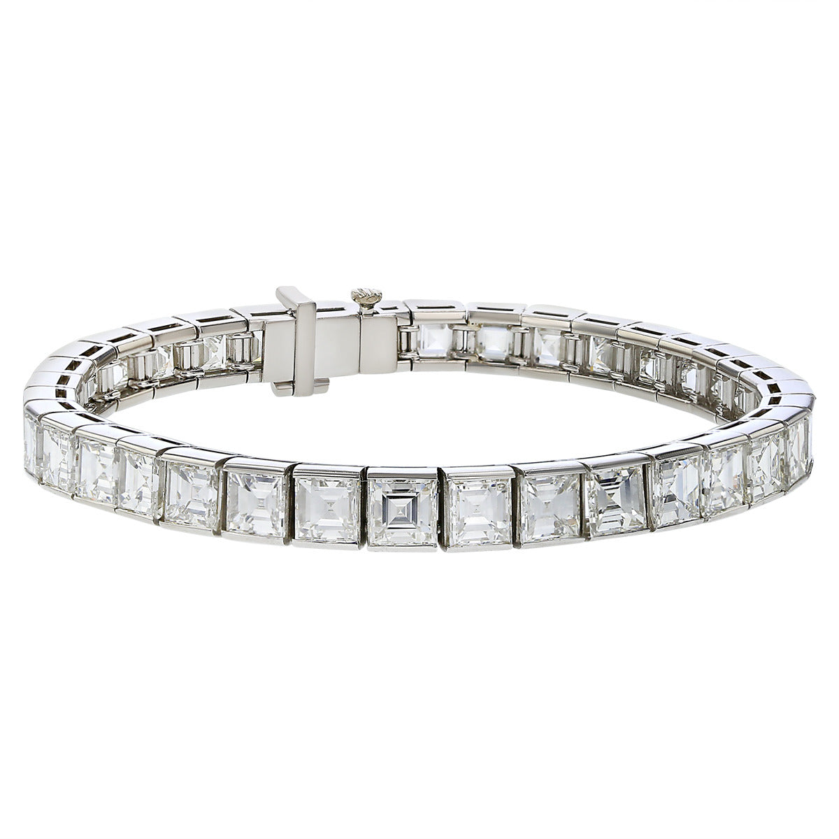 SHALOM BRONSTEIN INC., Art Deco Platinum Diamond Straight Line Bracelet