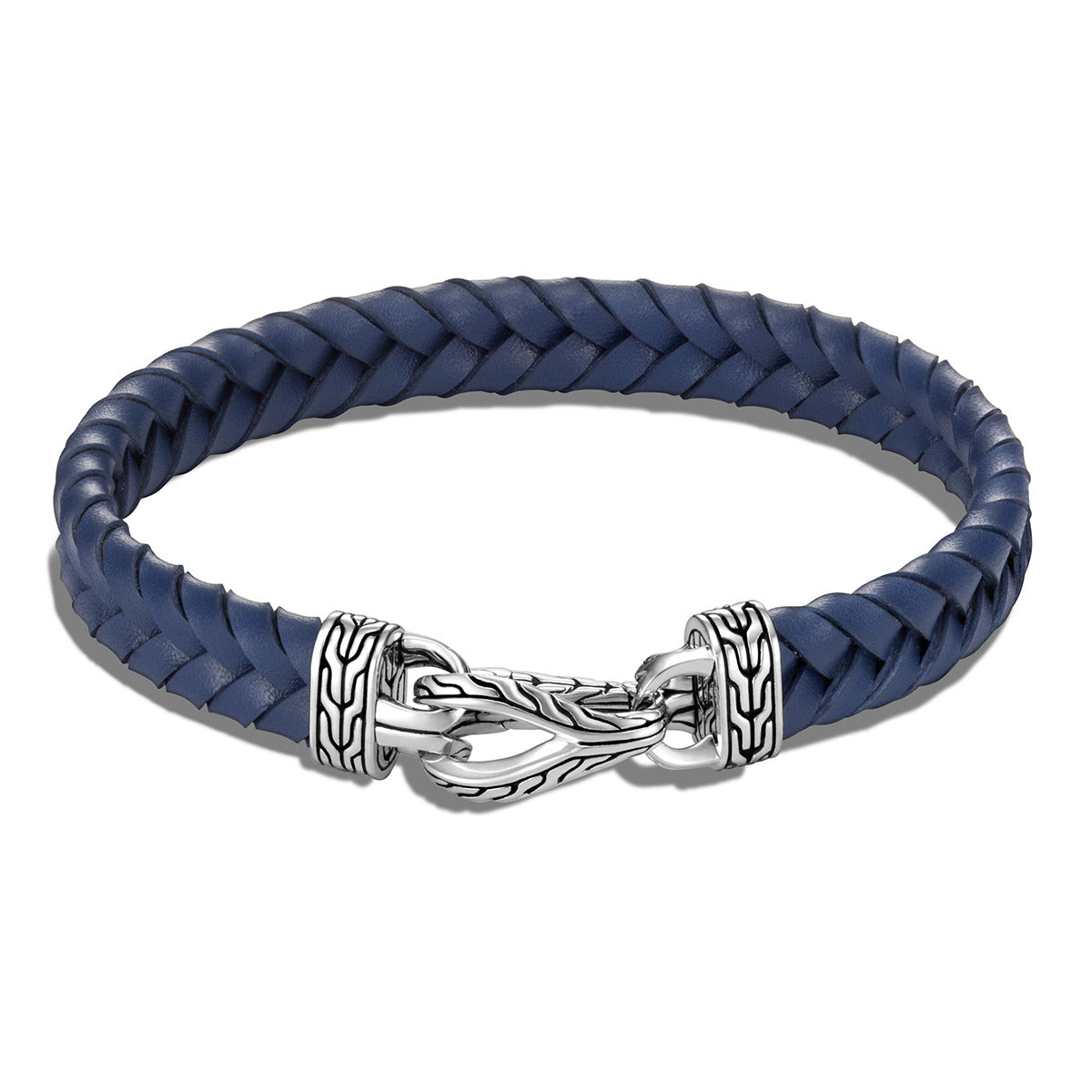 JOHN HARDY, Asli Classic Chain Link Silver Bracelet on Blue Braided Leather