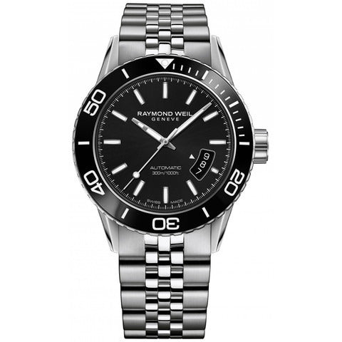 RAYMOND WEIL, Automatic Black Steel Diver Watch